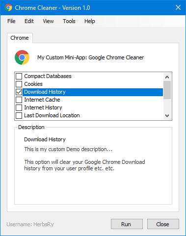 Mini-App Example: Google Chrome Cleaner